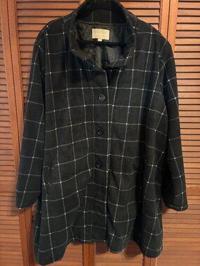 Woman Within Fleece Jacket, Lined, Plus 26/28. Plaid